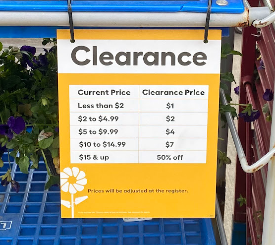 Lowes Clearance Plants price sign