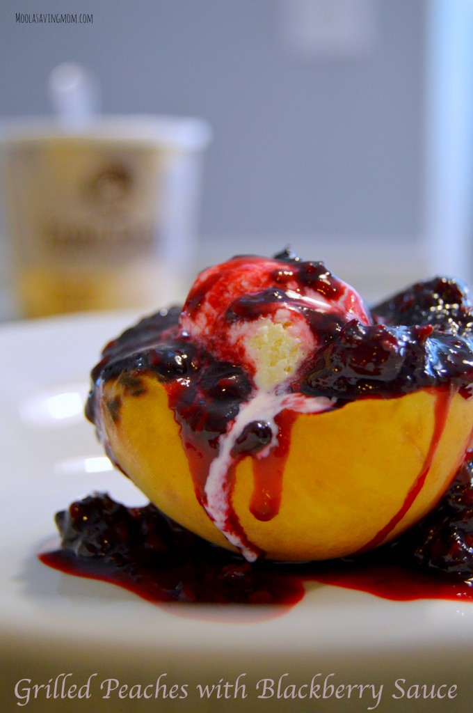 grilled peaches with blackberry sauce