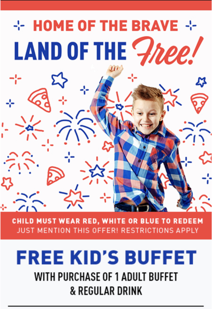 July 4th: Young children consume No cost at CiCis Pizza - Moola Conserving Mother photo regarding Cici's Pizza Printable Coupons identified as July 4th: Youngsters take in Free of charge at CiCis Pizza - Moola Conserving Mother