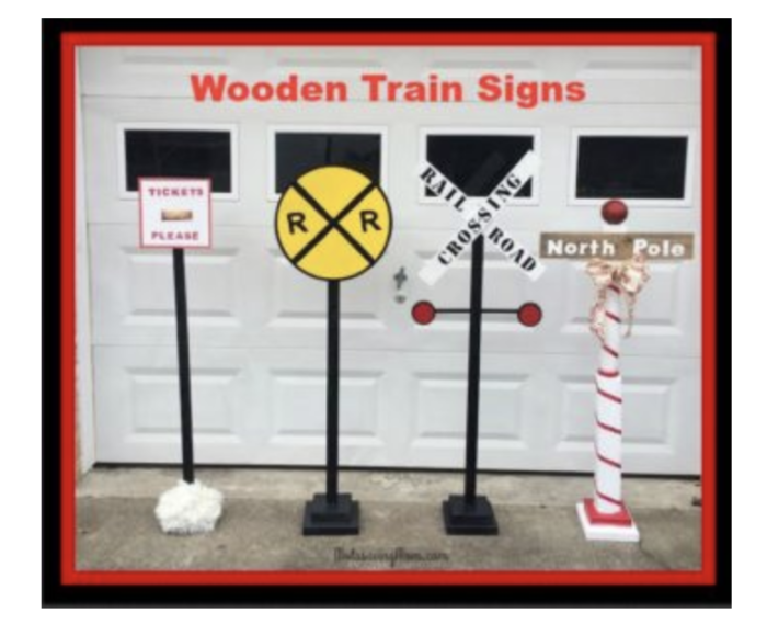 wooden train signs